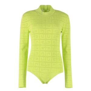 Givenchy 4G Jacquard Mock-Neck Bodysuit Green - XS